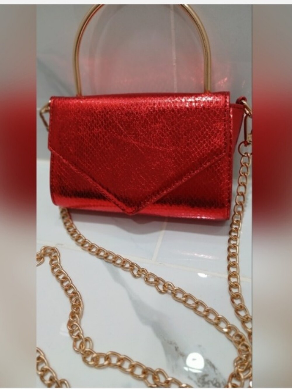 NEW Billini Ashton Handel Mini Bag RED RUBY (Metallic Like & Scales)